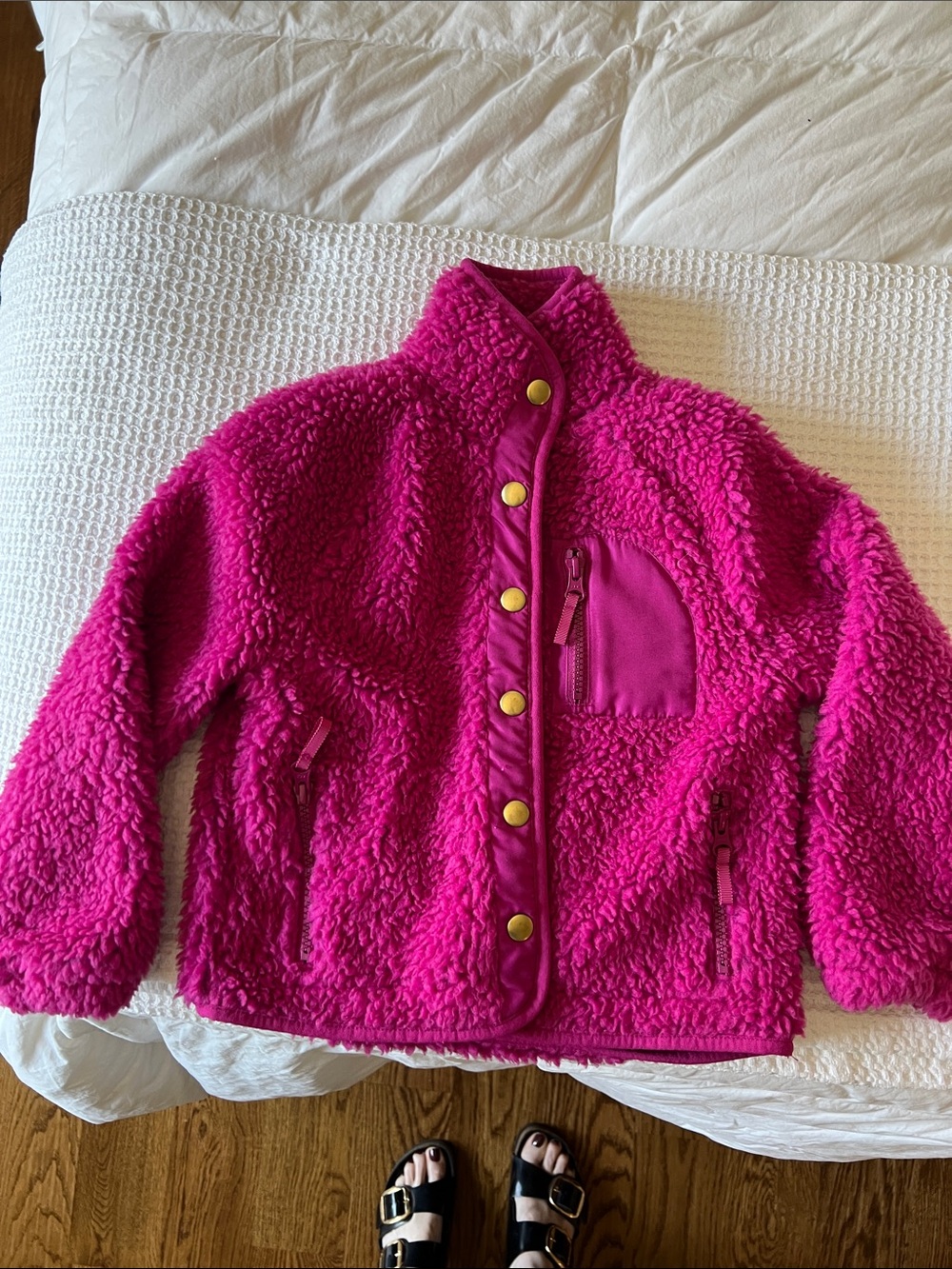 Crewcuts (J.Crew Kids) Girls' Cozy Sherpa Jacket in Bright Pink